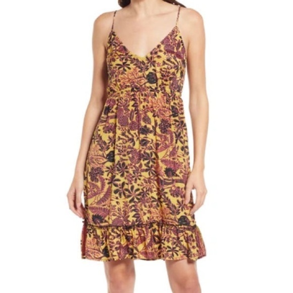 Raga NEW Tropic Royalty Floral Ruffle Mini Dress Size Medium - Picture 2 of 4